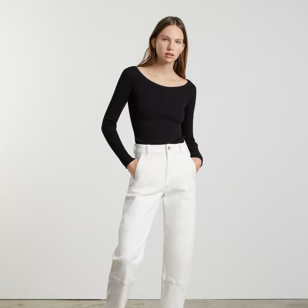 Everlane Long-Sleeve Ribbed Scoop-Neck Tee
